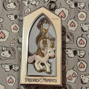 Precious Moments Gold and White Unicorn Keychain